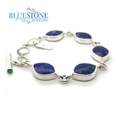 Sterling Silver Reversible Bracelet with Turquoise and Lapis -8"